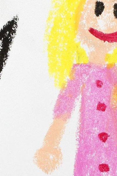 Representation of marriage break up or divorce, colorful drawing